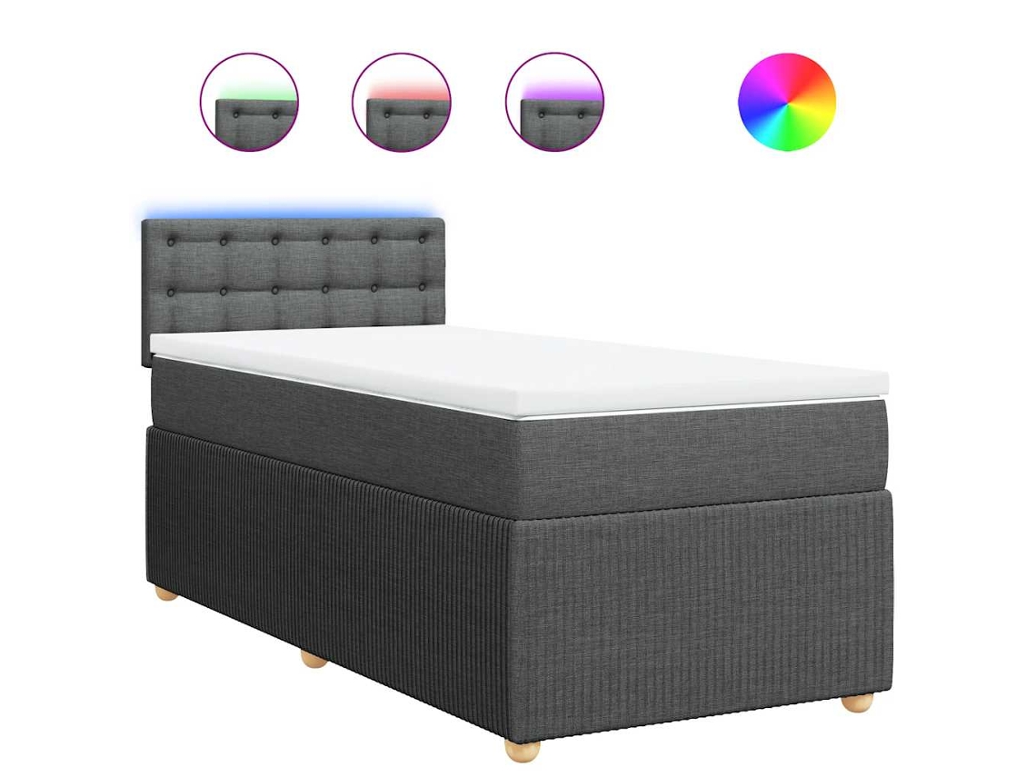 Cama com Molas/colchão 100x200 Cm Tecido Cinza escuro MAISON EXCLUSIVE