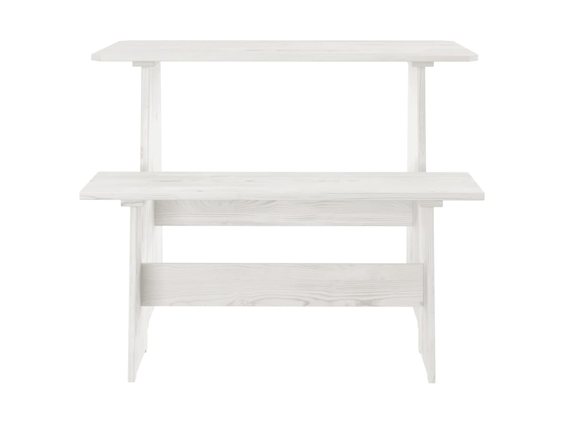 Mesa Jantar com Banco Reine Pinho Maciço Branco MAISON EXCLUSIVE