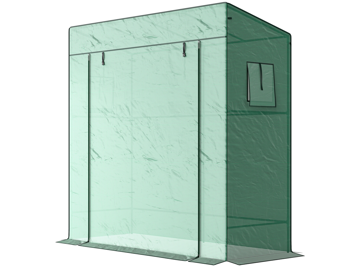 Estufa De Verde Exterior Com Janelas Malha E Porta Fecho Correr Para Cultivar Plantas Flores 196x77x197 Cm