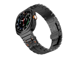 Bracelete para Samsung Galaxy Watch Ultra 2025 XIAOMOYU em Aço Inoxidável com Fecho Borboleta Preta