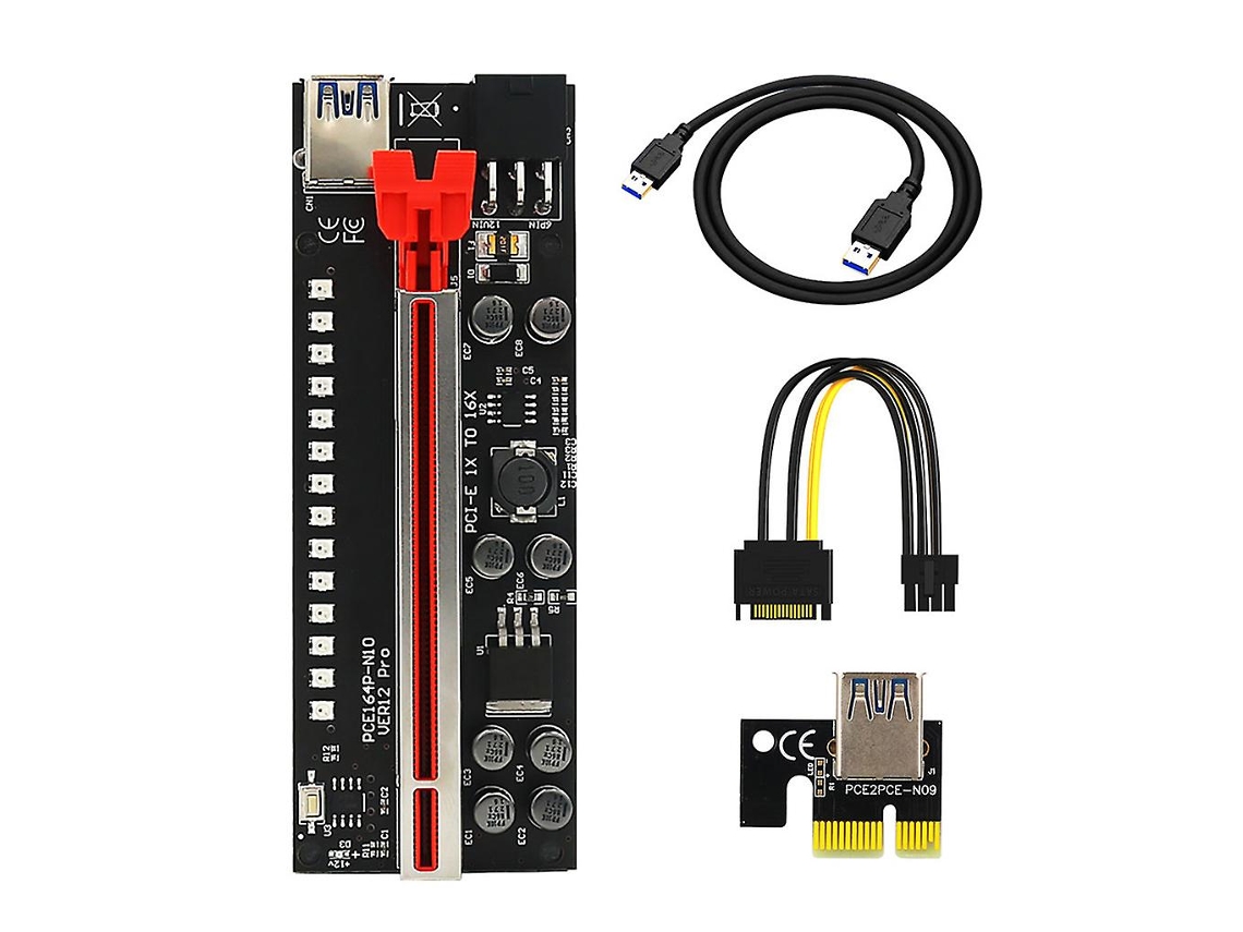 Ver12 Pro Mining Pci-e Riser Card Pci Para Express 1x 4x 8x 16x Extender 3528 Rgb