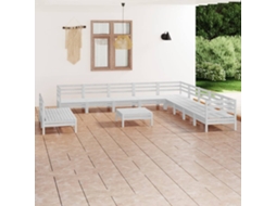 Vidaxl 12 Pcs Conjunto Lounge De Jardim Pinho Maciço Branco