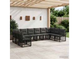 Vidaxl Conjunto De Sofás Para Exterior 10 Pcs Preto E Cinza Escuro