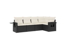 Conjunto de 5 Sofás de Jardim com Almofadões Vime Pe Preto MAISON EXCLUSIVE (5 pcs)