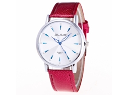 Relógio de Pulso Feminino de Quartzo com Pulseira de Couro Pu Rose Red Zhoulianfa
