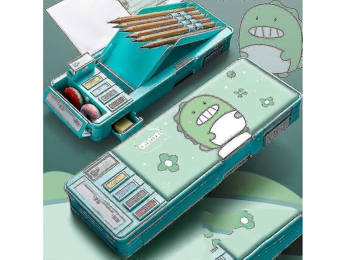 2026 estuche de Lápices Multifunción Con 2 Compartimentos para Estudiantes Diseño Cartoons, Botones Automáticos Y Cierre Magnético