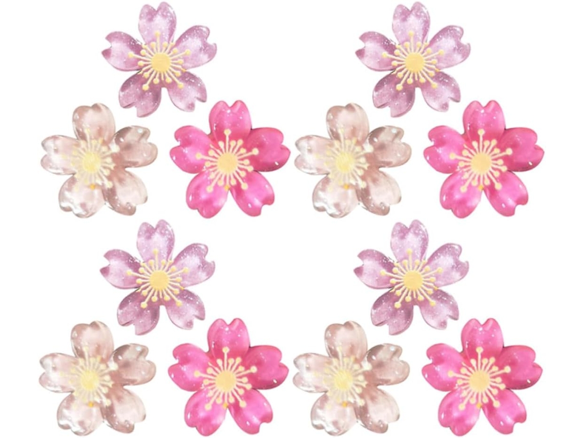 30 Tachinhas Decorativas De Resina Em Cores Aleatórias Com Desenho Flor Cerejeira, Elemento Decorativo E Porta Notas