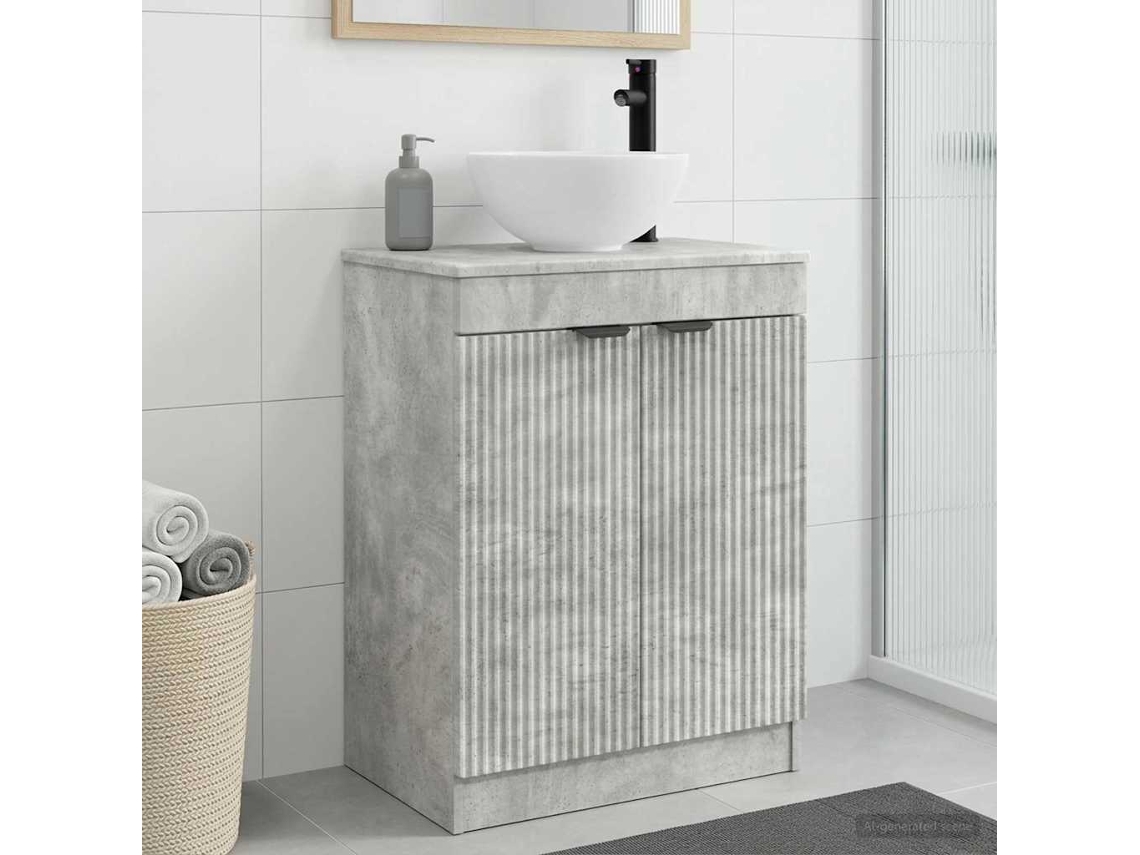 Vidaxl Gabinete De Banheiro Com Pia Cinzento Cimento 54 X 35 X 83 Cm