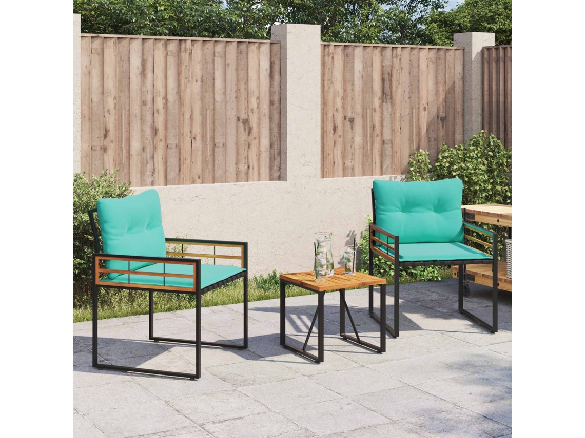 Vidaxl Conjunto de Móveis para Exterior com Almofada 3 Pcs Turquesa