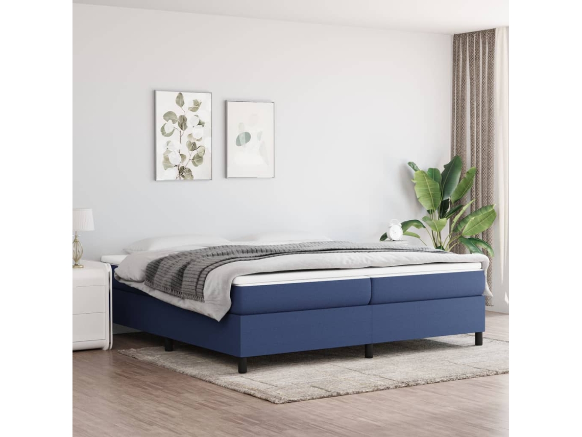 Estrutura De Cama Sem Colchão 200x200 Cm Tecido Azul