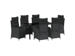 Maison Exclusive - Conjunto De Jantar Para Jardim Com Almofada 7 Pcs Preto Vime Pe