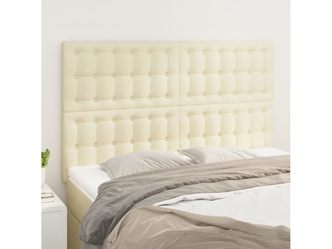 Cabeceira | Painel De Cama Creme 144x5x118/128 Cm Couro Sintético