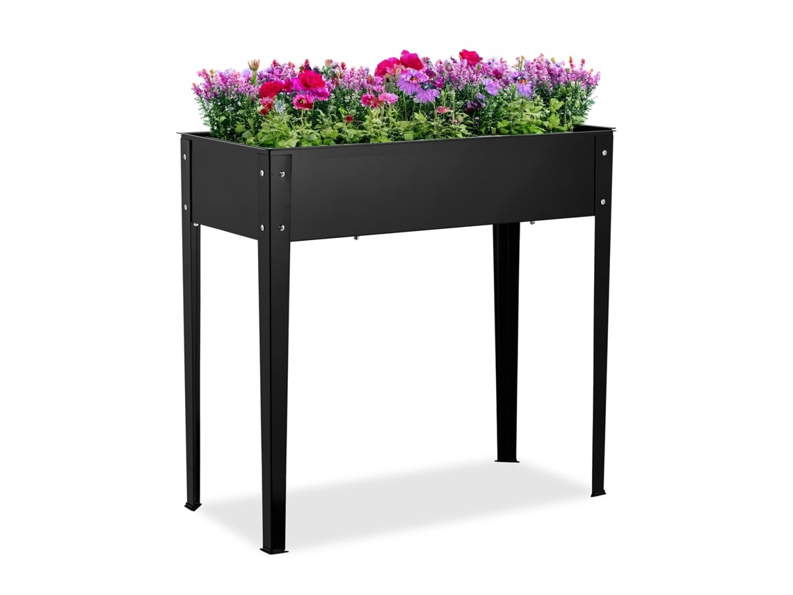Caixa De Plantio Elevada De Metal Preto Com Revestimento Antiferrugem