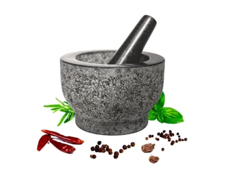 Pilão E Almofariz Hicoup Kitchenware Granito Natural Não Polido, Não Poroso, Lavável Na Máquina, Conjunto Grande De 6 Polegadas Mixology Craft