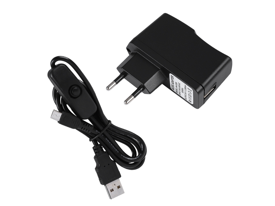 Adaptador de Energia EOOCOO, interruptor, plugue EUA, entrada 110-240V, saída 5V/2.5A