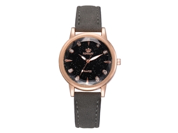 Relógio de Pulso Feminino com Pulseira Pu Estilo Simples Quartzo Cinza