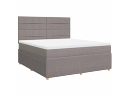 Conjunto 1 Cama Box Spring Vidaxl Marrom-acinzentado Tecido (200 X 180 X 150.5 Cm)