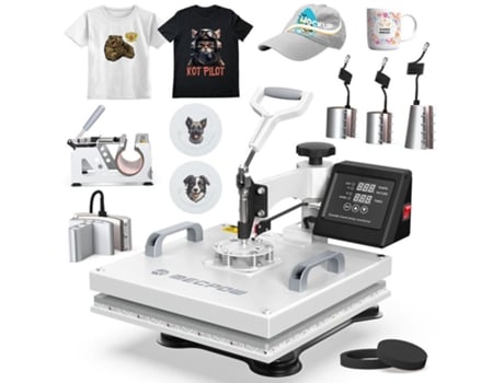 Máquina de Prensa Térmica MECPOW Eu Mp-3881 8 em 1/Capacidade Grande de 30Oz/Aquecimento com Tubos Duplos/Controle Digital Preciso/Giro de 360