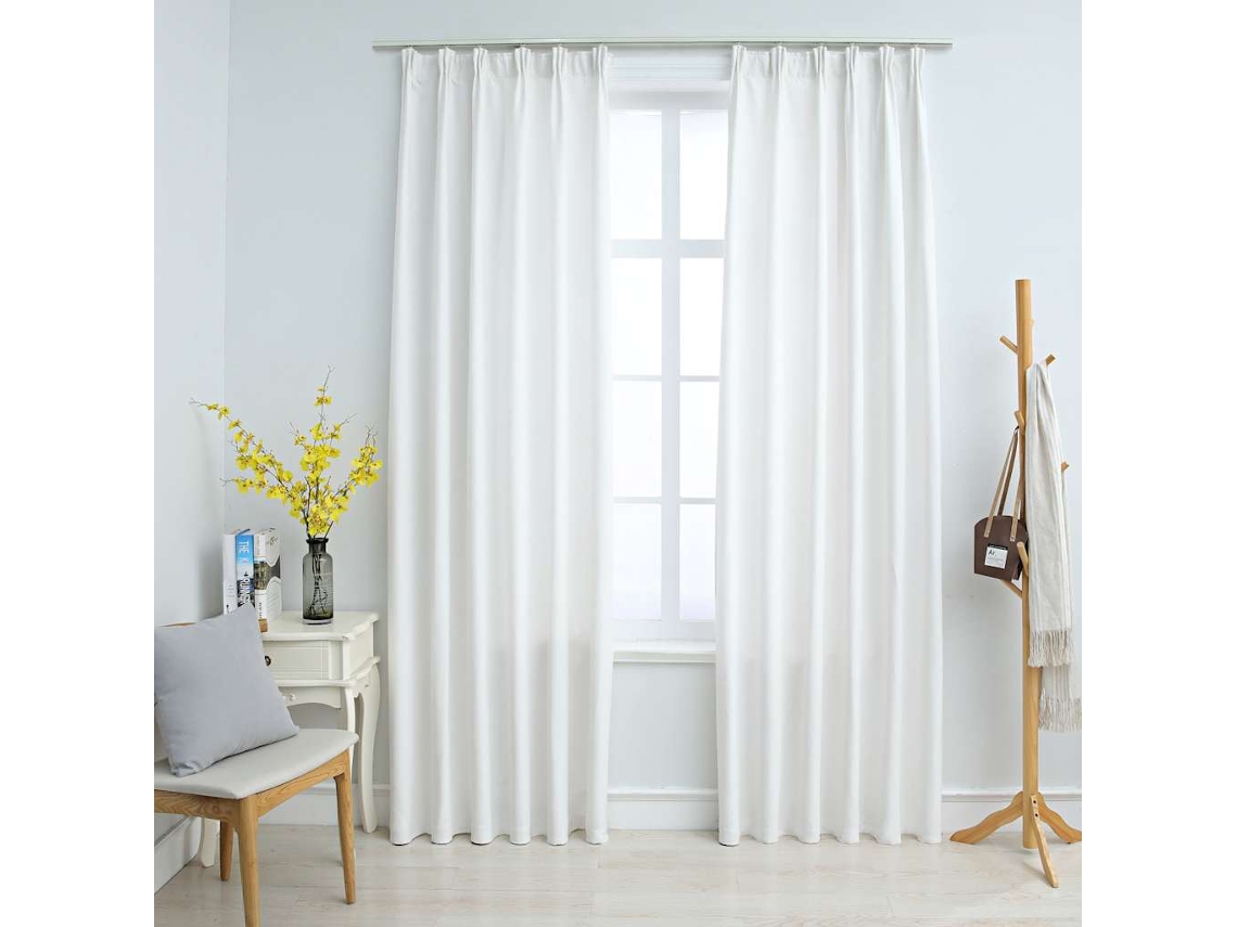 Vidaxl Cortinas Blackout Com Ganchos 2 Pcs 140x225 Cm Branco Sujo