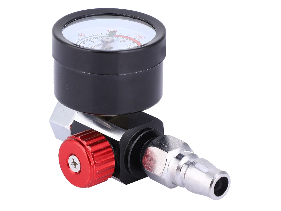 Regulador De Pressão De Ar Pneumático Laxiscreed 1/4'' Com Manómetro E Ajuste De Pressão