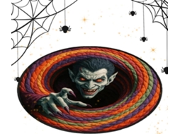 Tapete Redondo De Ilusão De Óptica Para O Halloween, 60 Cm, Com Base.