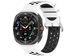 Pulseira De Silicone Bicolor Para Samsung Galaxy Watch Ultra 47mm Com Conector Metálico E Furos.