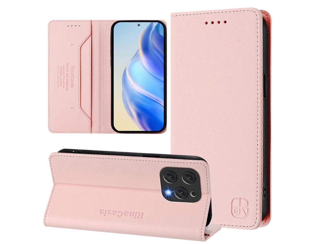 Capa De Couro Com Dupla Dobra Magnética E Rfid Rc01 Para Doogee N55 Plus