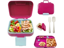 Lancheiras Bento Reutilizáveis De Camada Dupla Com 3 Compartimentos Para Escola, Rosa hk