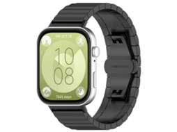 Bracelete Para Huawei Watch Fit 4 / Fit 4 Pro / Fit 3 - Aço Inoxidável - Textura De Bambu Com Uma Conta (20mm) Preta