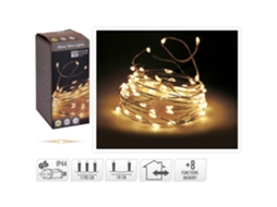 Grinalda LEDKIA de Arame Led A Pilhas Branco Quente (120 cm)