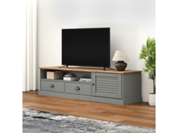 Vidaxl Móvel De Tv Vigo 156x40x40 Cm Madeira De Pinho Maciça Cinzento