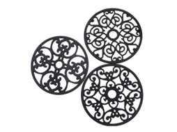 Conjunto de 3 tapetes de silicone para panelas, pretos