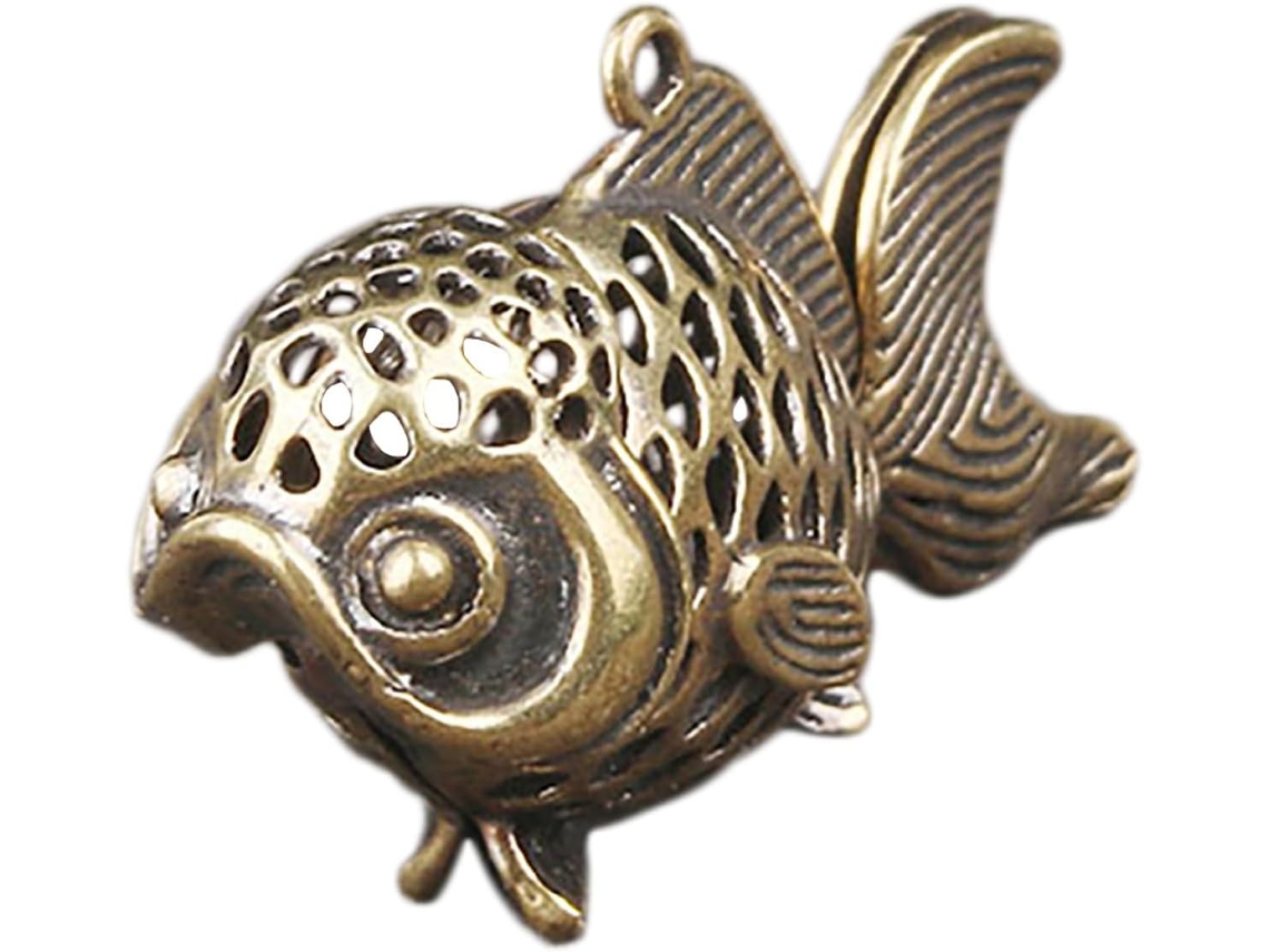 Estátua Peixe Latão Cabeça Cauda Móveis Estatueta Decorativa Decoração Escritório Escultura Presentes Oca Puro GOKOCO