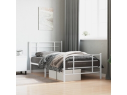 Vidaxl Estrutura De Cama Com Cabeceira E Pés 100x200 Cm Metal Branco