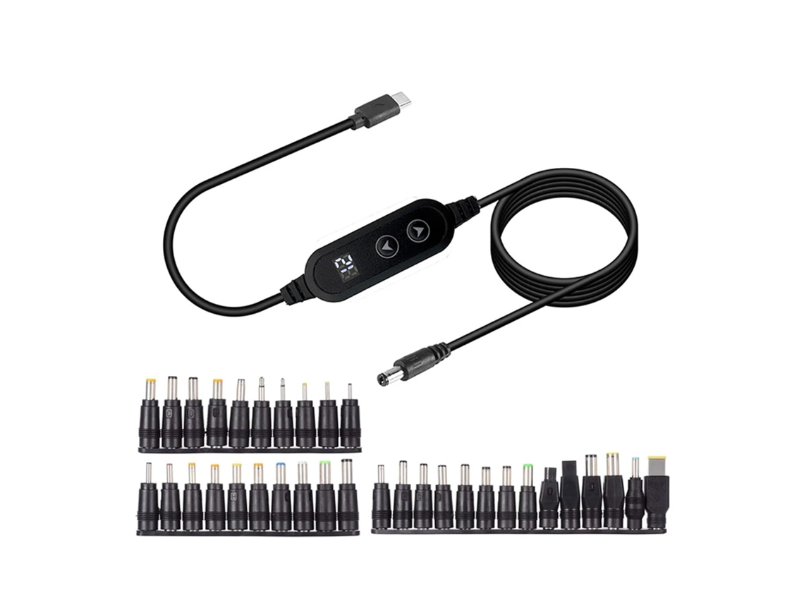 Cabo De Carregamento Rápido Usb Pd65w Ac Dc5525, 5v 9v 12v 15v 20v