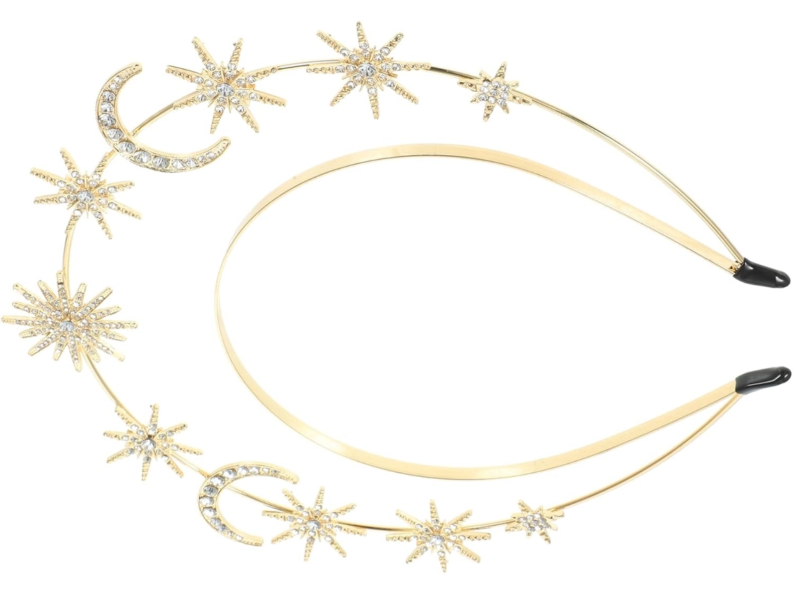 Tiara Dupla De Metal Com Estrela E Lua, Estilo Coroa, Ideal Para Casamentos E Feiras Renascentistas.