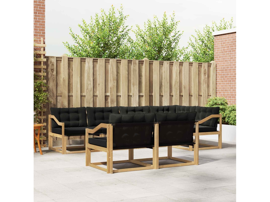 Vidaxl Conjunto De Sofás Para Exterior 7 Unid. Branco E Preto