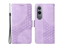 Compre Para Oneplus Nord Ce4 Lite 5g / Oppo K12x 5g (china) Capa De Couro Com Estampa De Losango E Suporte Com Alça Roxa