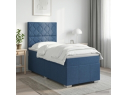 Vidaxl Cama Box Com Led E Colchão Azul 100 X 200 Cm Tecido