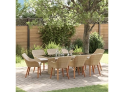 Vidaxl Conjunto De Jantar Para Jardim 9 Unid. Bege Vime Pe
