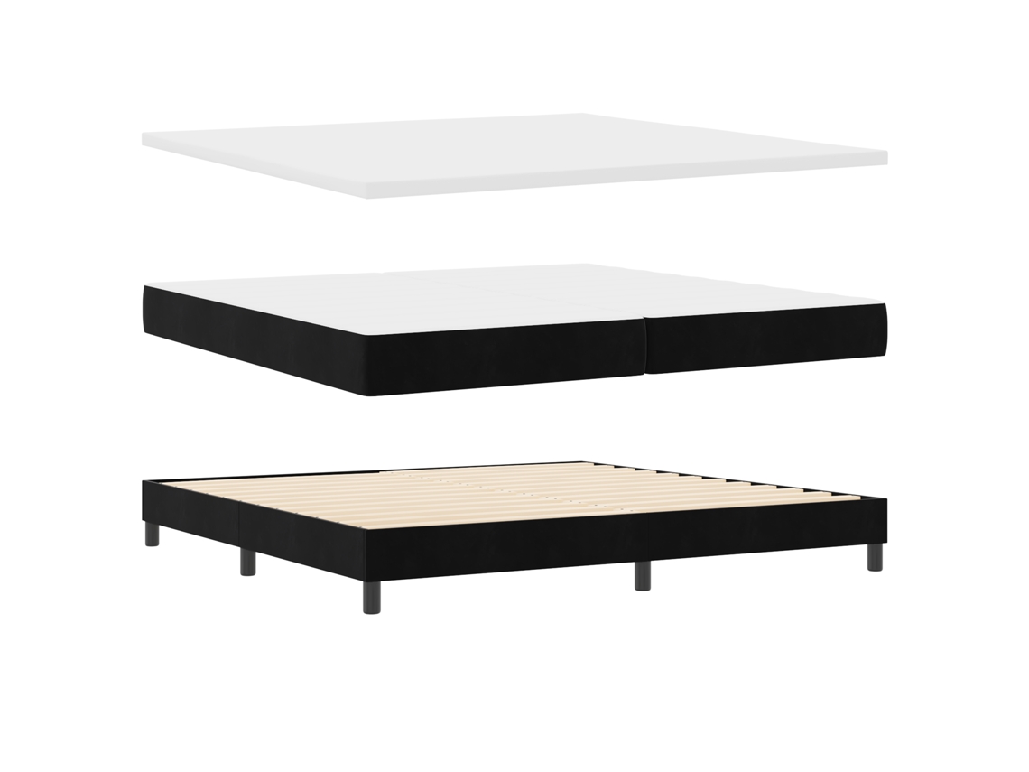 Conjunto 1 Cama Box Vidaxl Preto Veludo (200 X 200 Cm)