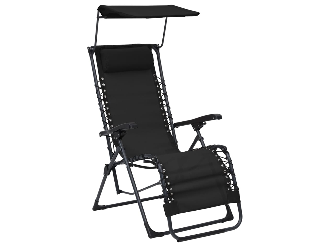 Deck Chair, Deck Chairs Vidaxl Preto Tecido (n/a)