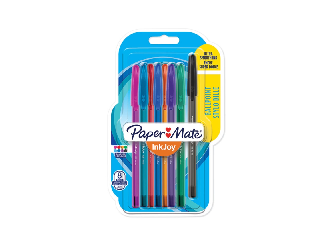 Esferográfica PAPERMATE Inkjoy™ 100, Ponta Média de 1 Mm, 8 Cores Sortidas