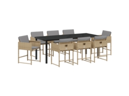 Conjunto 9 Conjunto De Jantar Moderno Vidaxl Bege Vime Pe (200 X 80 X 73 Cm)