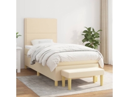 Vidaxl Cama Com Molas/colchão 90x190 Cm Tecido Cor Creme