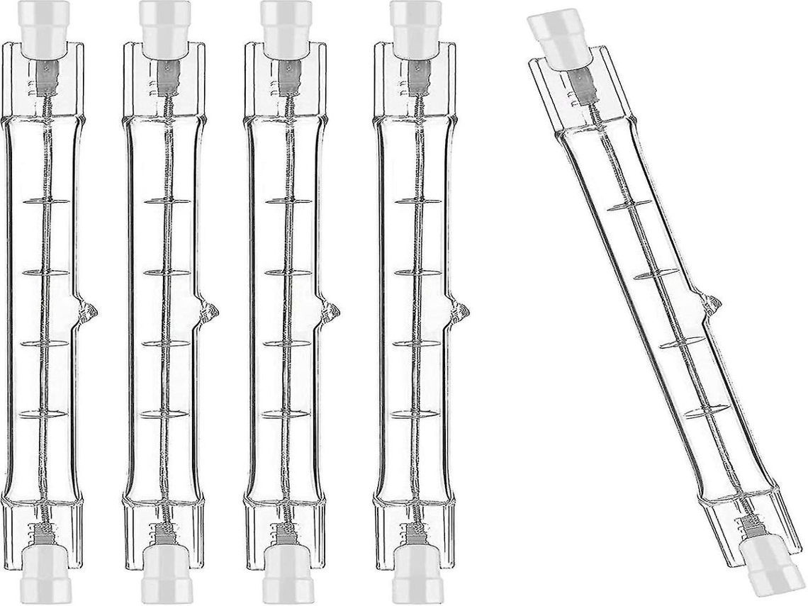 Lurelia Pacote com 5 Lâmpadas Halógenas Lineares R7s 500w 230v 2700k 118mm, Sem Fita Adesiva, Cápsula Transparente
