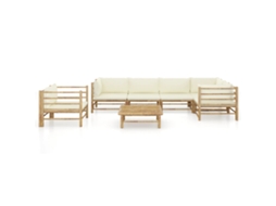 Maison Exclusive - 7 Pcs Conj. Lounge P/ Jardim Em Bambu C/ Almofadões Branco Nata