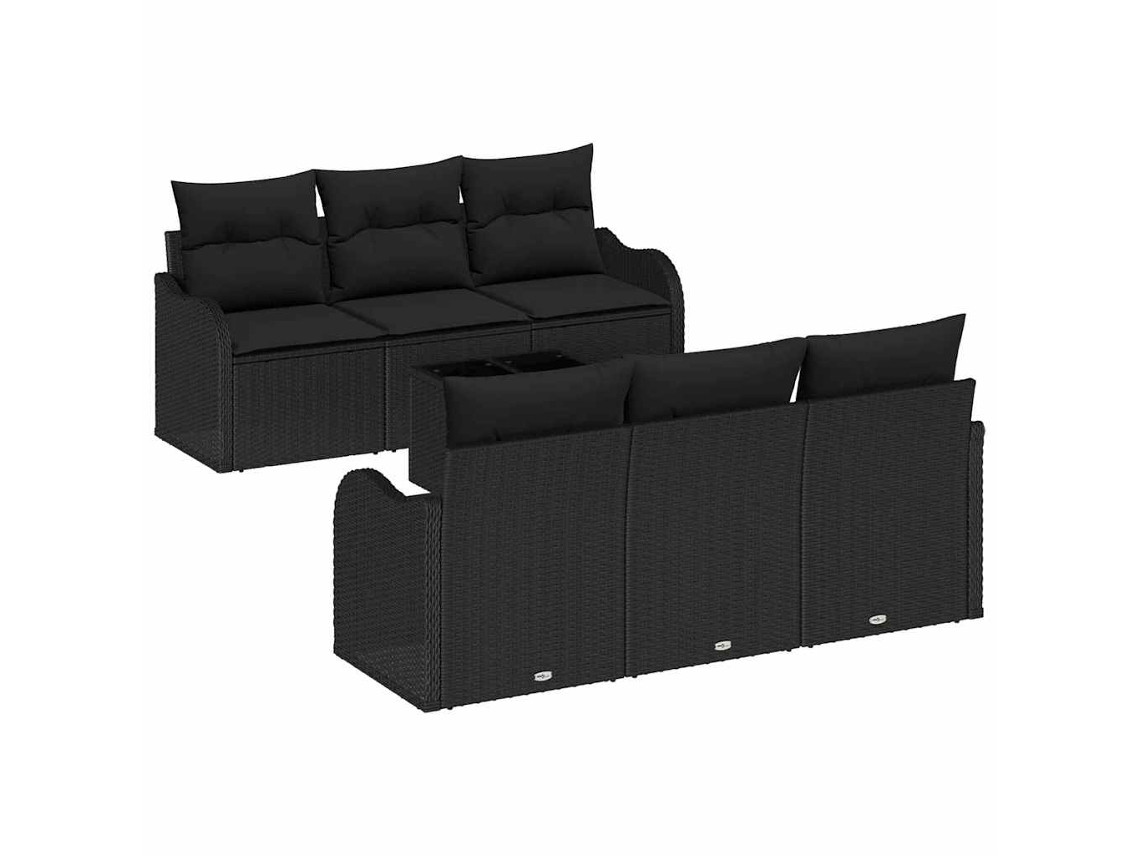 Maison Exclusive - Conjunto De Sofá De Jardim Com Almofada 7 Pcs Preto