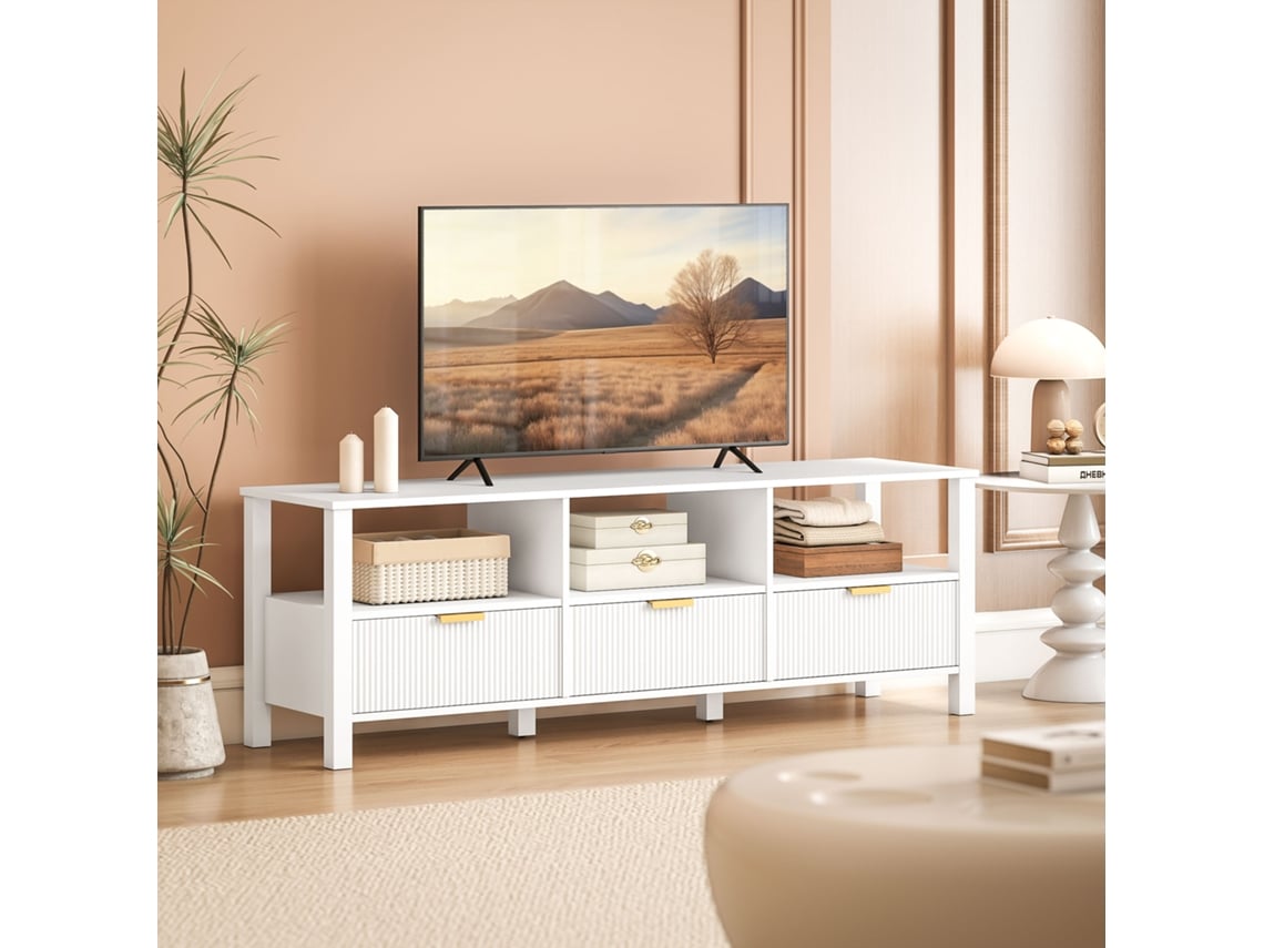 Móvel Para Tv De 152 Cm, Para Tvs De 65 Polegadas, Branco, Aproveita Melhor O Espaço