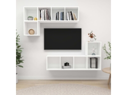 Vidaxl 4 Pcs Conjunto De Móveis De Tv Contraplacado Branco